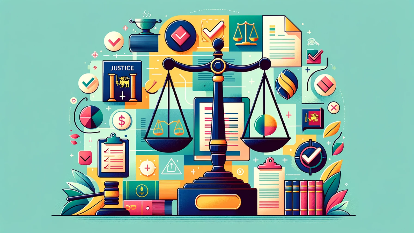 vector art illustration depicting the concept of legal compliance for business success in Sri Lanka