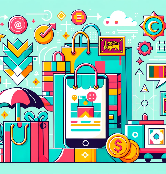 vector art illustration featuring elements of retail and technology in Sri Lanka